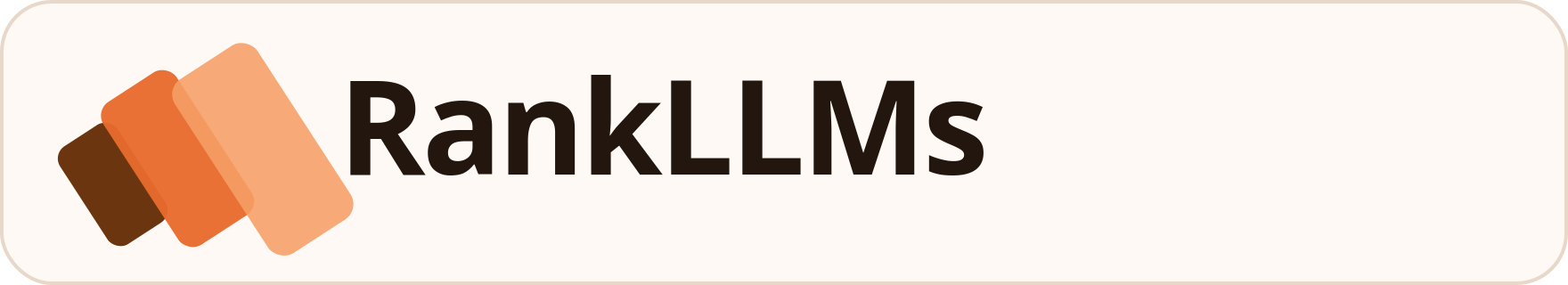 RankLLMs compact badge on a warm white background